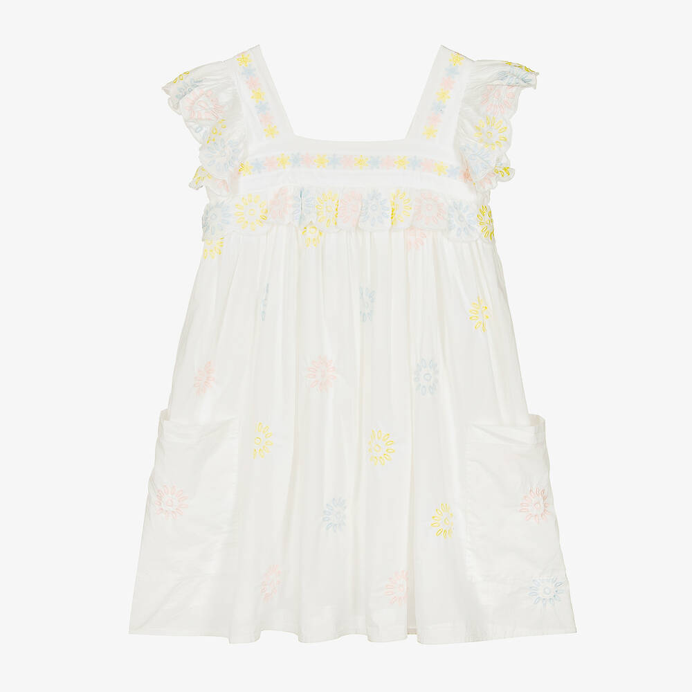 Stella McCartney Kids - Teen Girls White Embroidered Cotton Dress | Childrensalon