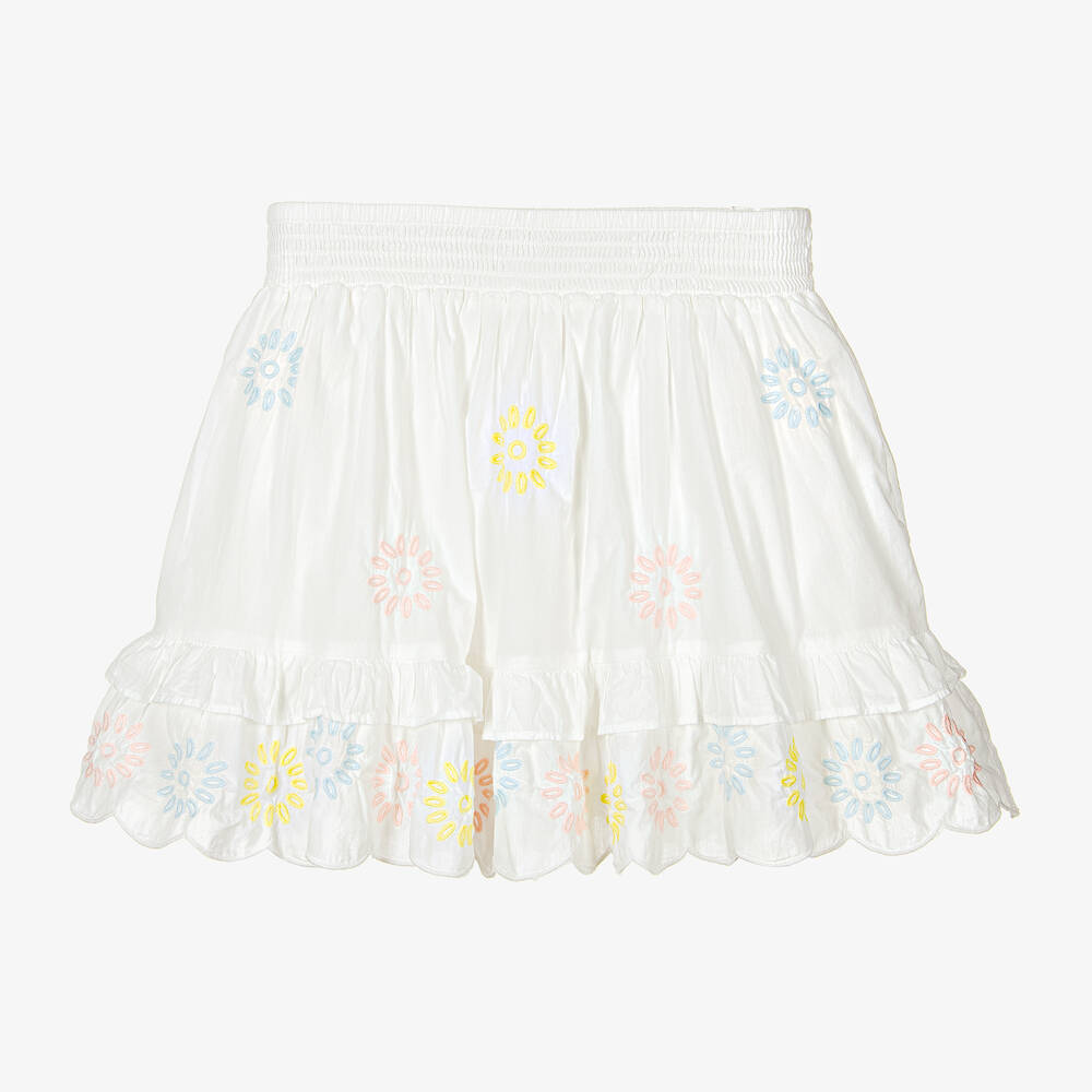 Stella McCartney Kids - Белая юбка с вышитыми цветами | Childrensalon