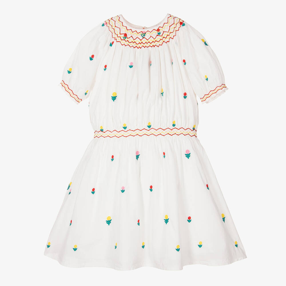 Stella McCartney Kids - Robe blanche brodée à fleurs ado  | Childrensalon