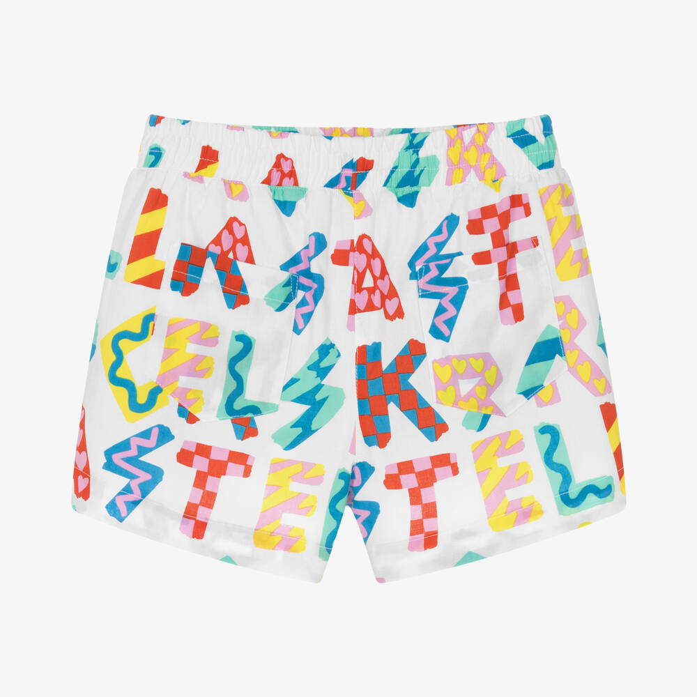 Stella McCartney Kids-Teen Girls White Graphic Cotton Shorts | Childrensalon Outlet