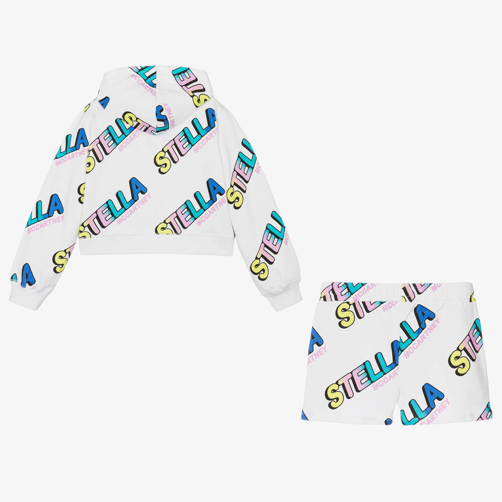 Stella McCartney Kids-Teen Girls White Hooded Top & Shorts Set | Childrensalon Outlet