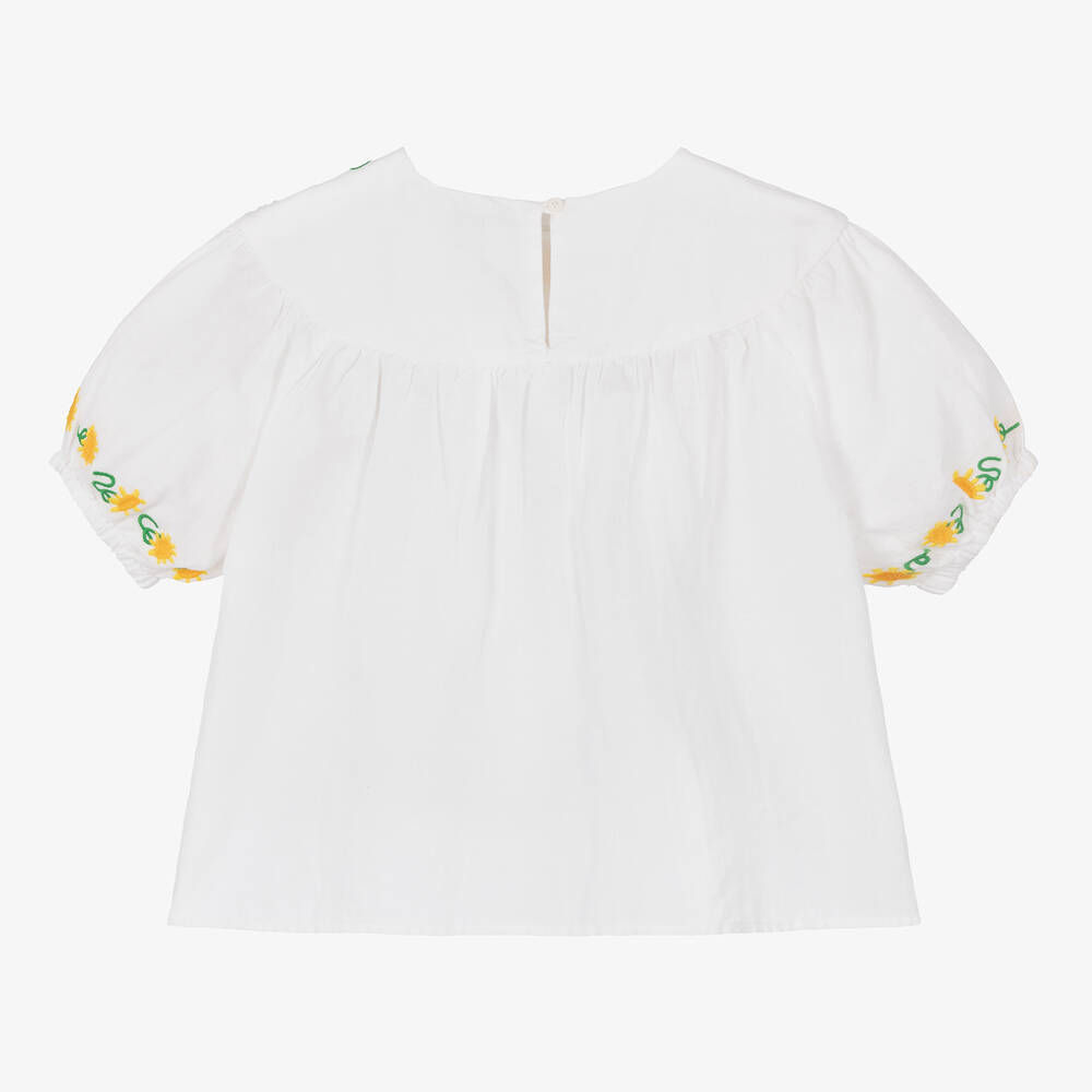 Stella McCartney Kids-Teen Girls White Linen Sunflower Blouse | Childrensalon Outlet