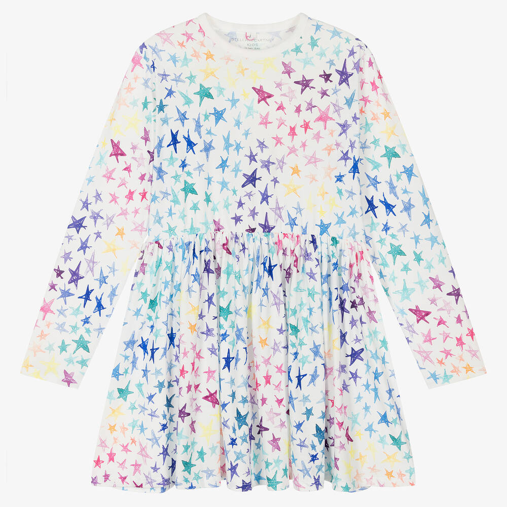 Stella McCartney Kids - Weißes Teen Stern-Biobaumwoll-Kleid | Childrensalon