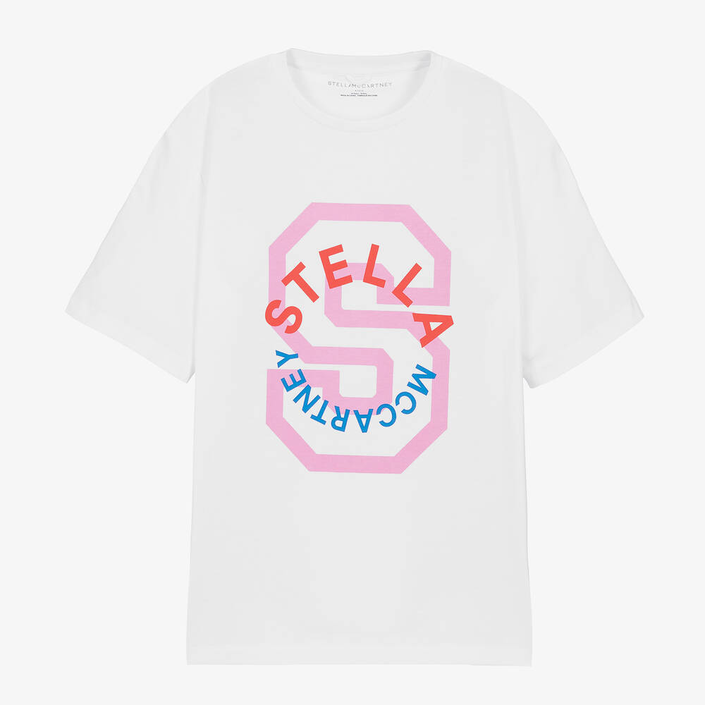 Stella McCartney Kids - Teen Girls White Organic Cotton T-Shirt | Childrensalon