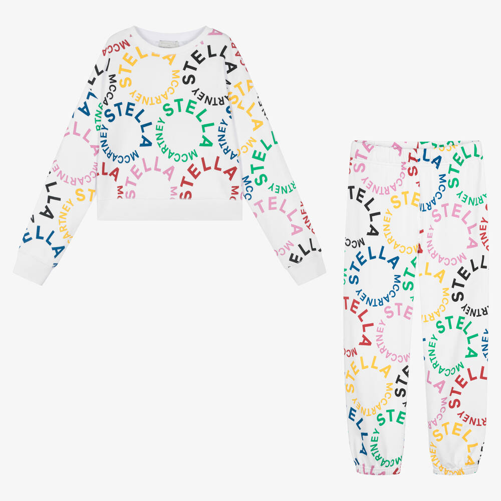 Stella McCartney Kids-Белый спортивный костюм из органического хлопка | Childrensalon Outlet