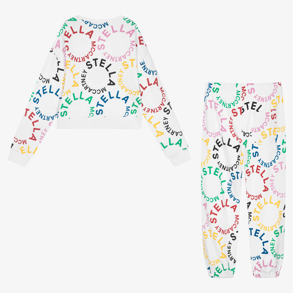 Stella McCartney Kids-Teen Girls White Organic Cotton Tracksuit | Childrensalon Outlet