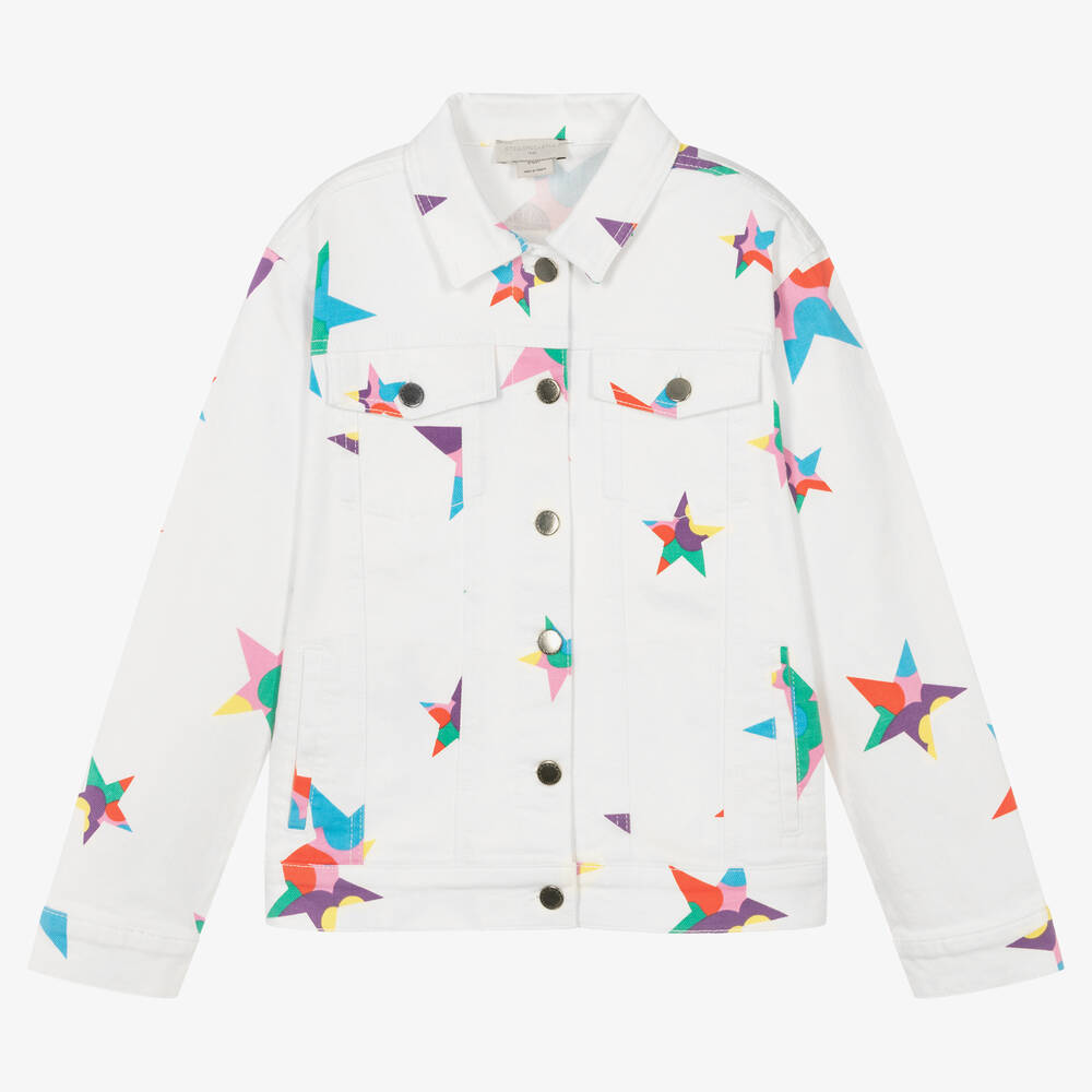 Stella McCartney Kids - Weiße Teen Jeansjacke mit Sternen | Childrensalon