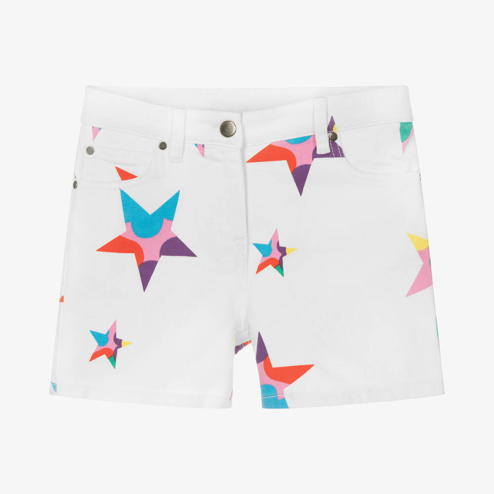 Stella McCartney Kids - Teen Girls White Star Print Denim Shorts | Childrensalon