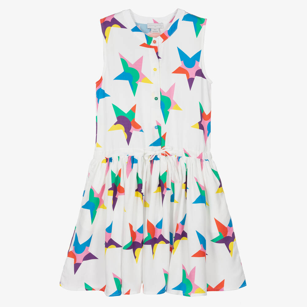 Stella McCartney Kids - Weißes Teen Kleid mit Sterne-Print | Childrensalon