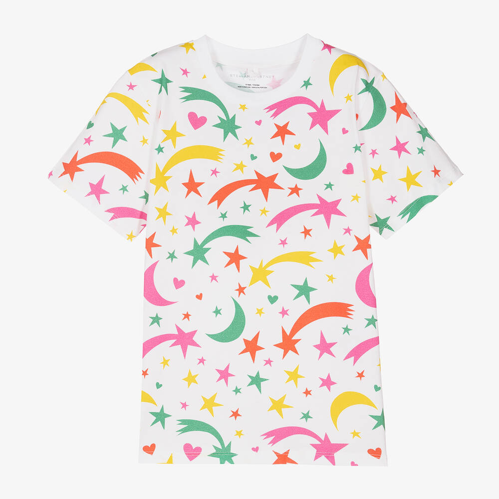 Stella McCartney Kids-تيشيرت تينز بناتي قطن عضوي لون أبيض | Childrensalon Outlet