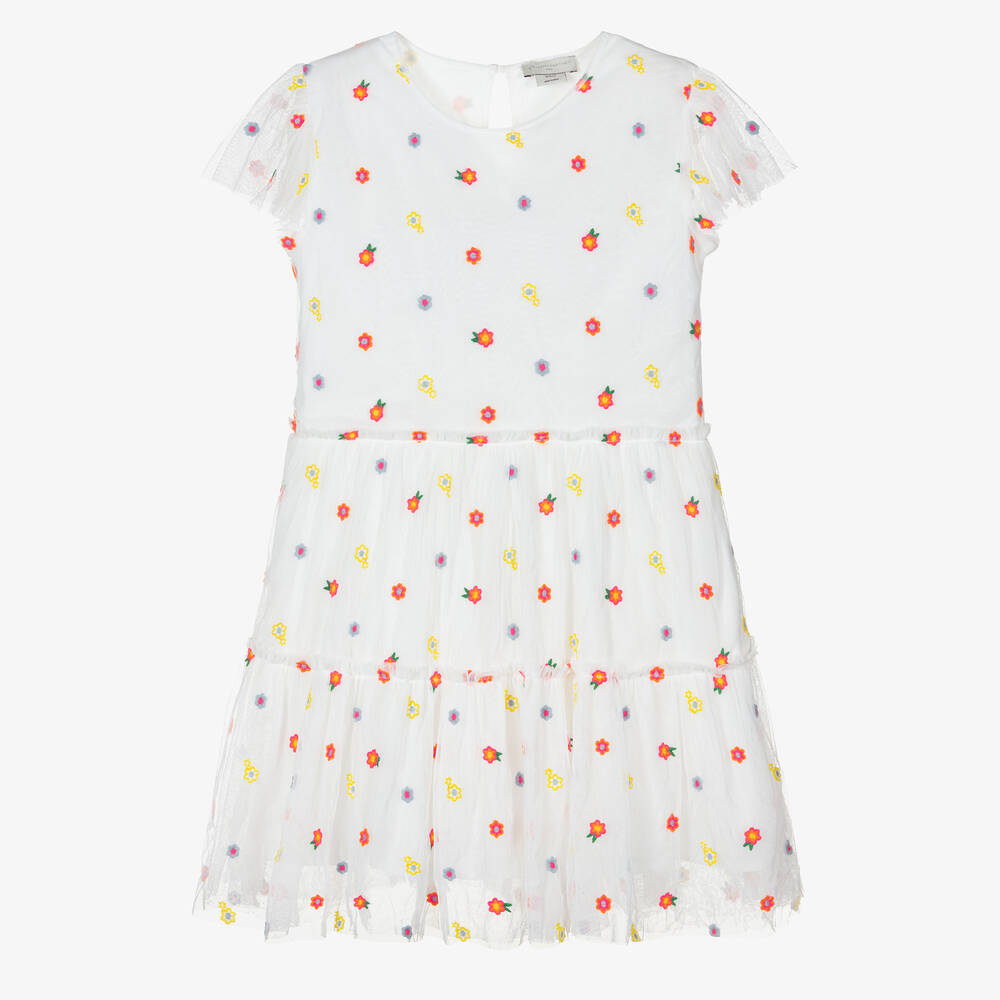 Stella McCartney Kids - Белое платье из тюля в цветочек | Childrensalon