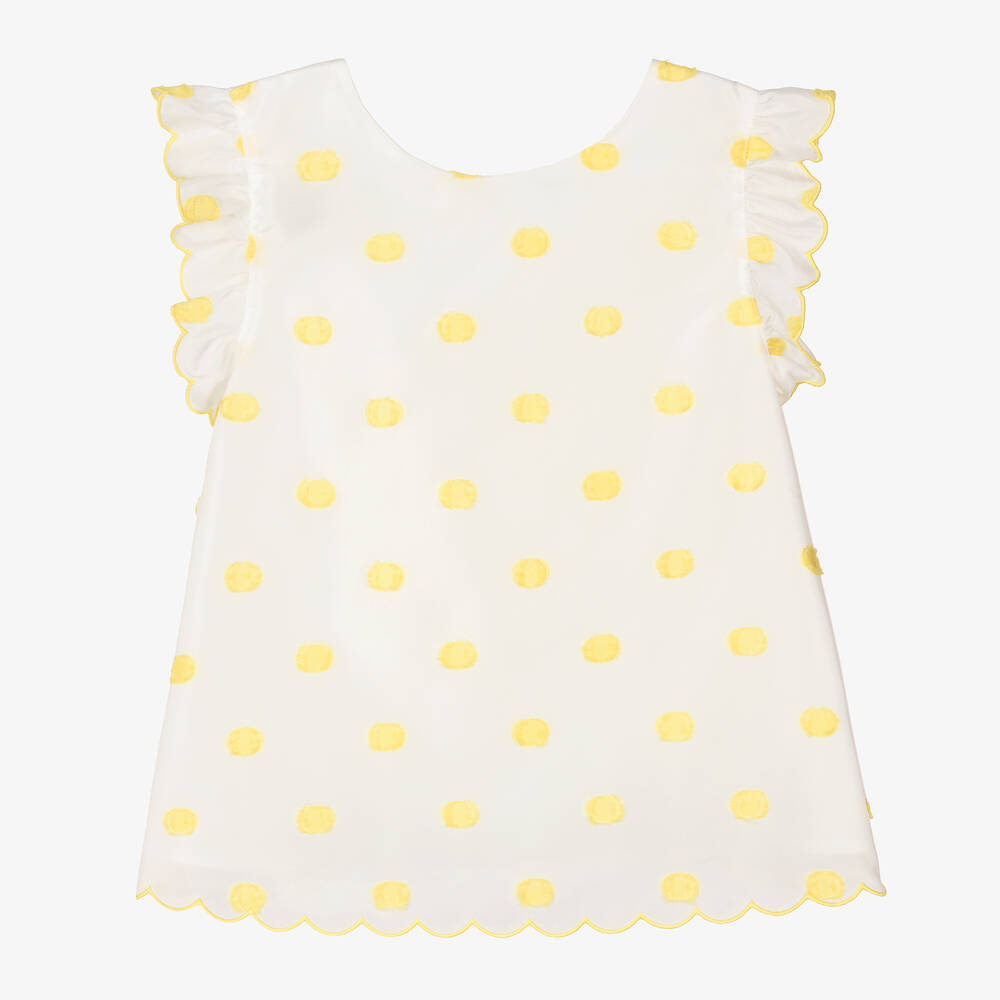 Stella McCartney Kids - Chemisier blanc à pois jaunes ado | Childrensalon