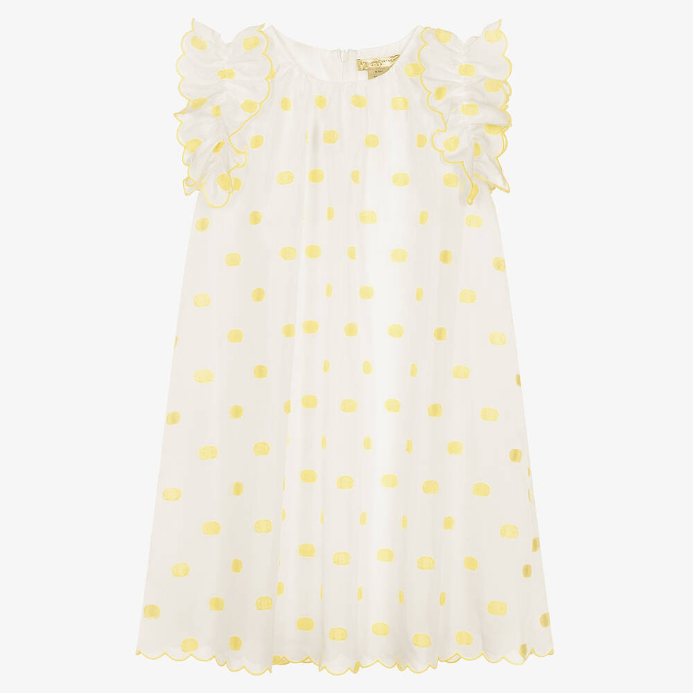 Stella McCartney Kids - Teen Girls White & Yellow Polka Dot Dress | Childrensalon