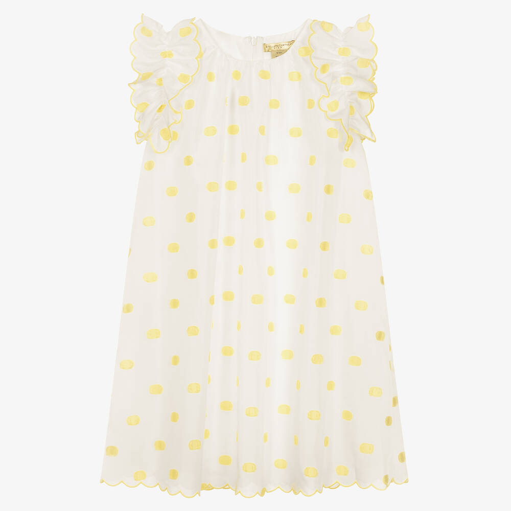 Stella McCartney Kids-Teen Girls White & Yellow Polka Dot Dress | Childrensalon Outlet