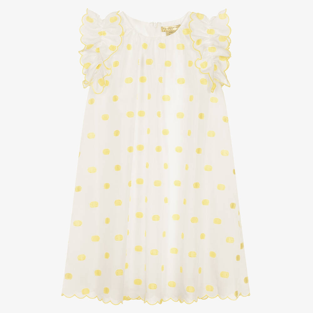 Stella McCartney Kids - Robe blanche à pois jaunes ado | Childrensalon