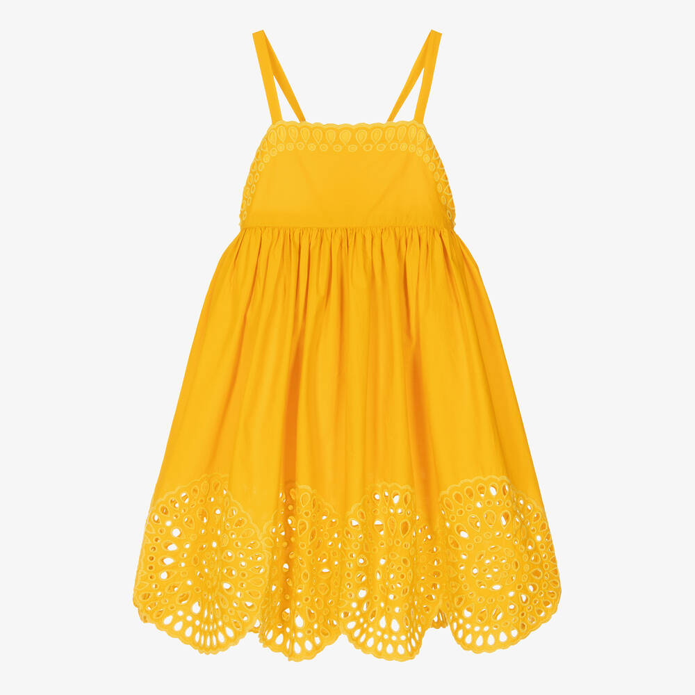 Teen Girls Yellow Broderie Anglaise Dress