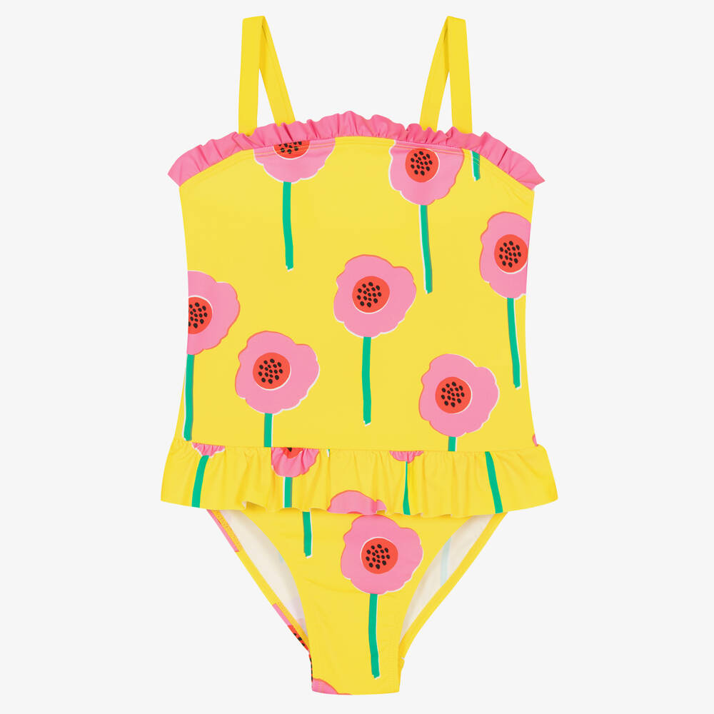 Stella McCartney Kids - Teen Girls Yellow Flower Print Swimsuit (UPF50+) | Childrensalon