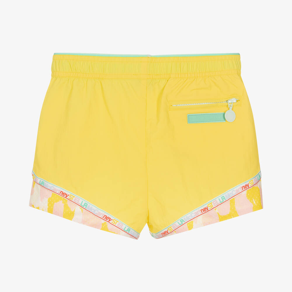 Yellow shorts with white trim top