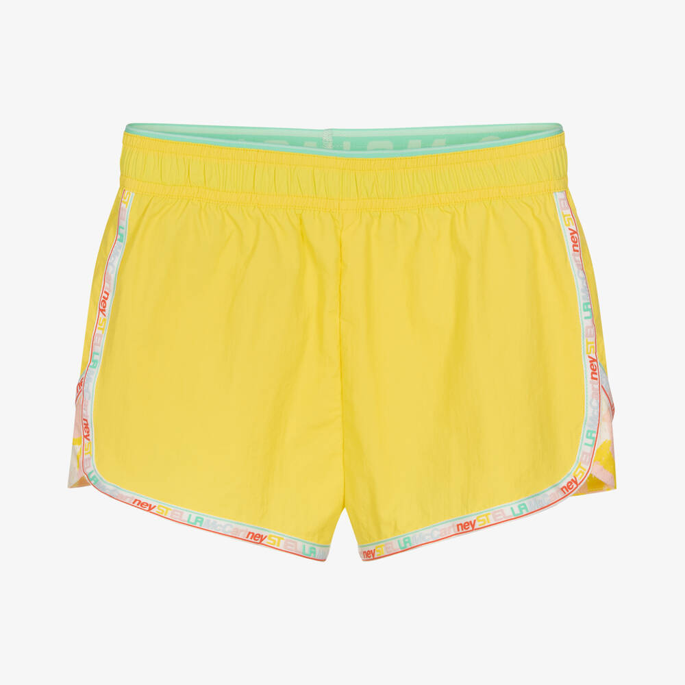 Yellow shorts with white trim top