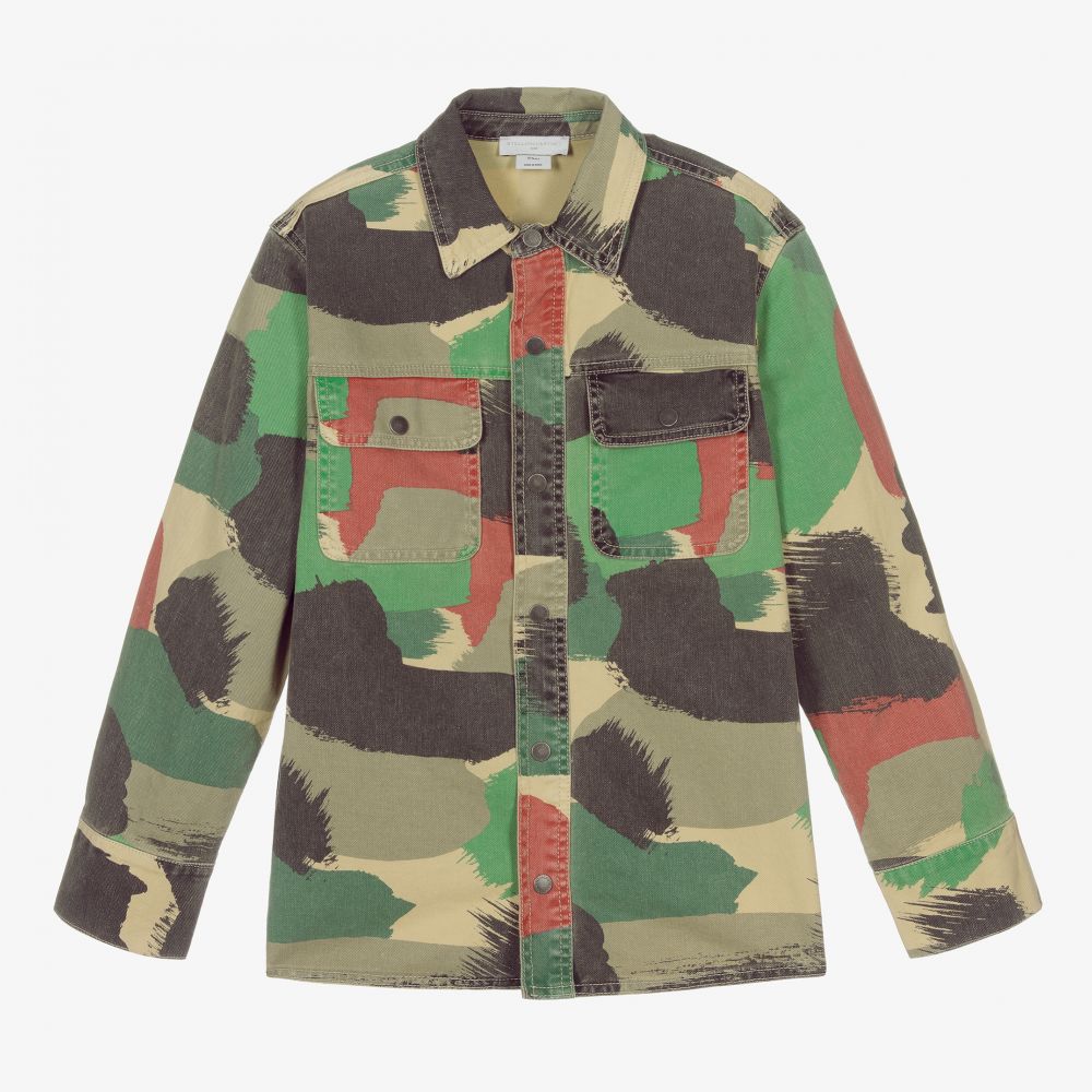 Stella McCartney Kids Teen Green Camo Denim Shirt