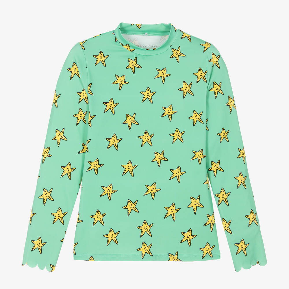 Stella McCartney Kids-Teen Green Swim Top (UPF50+) | Childrensalon Outlet