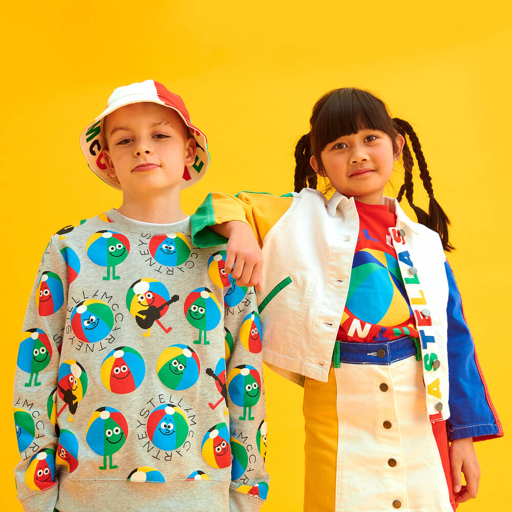 Stella McCartney Kids-Серый топ и шорты с пляжными мячами для подростков | Childrensalon Outlet