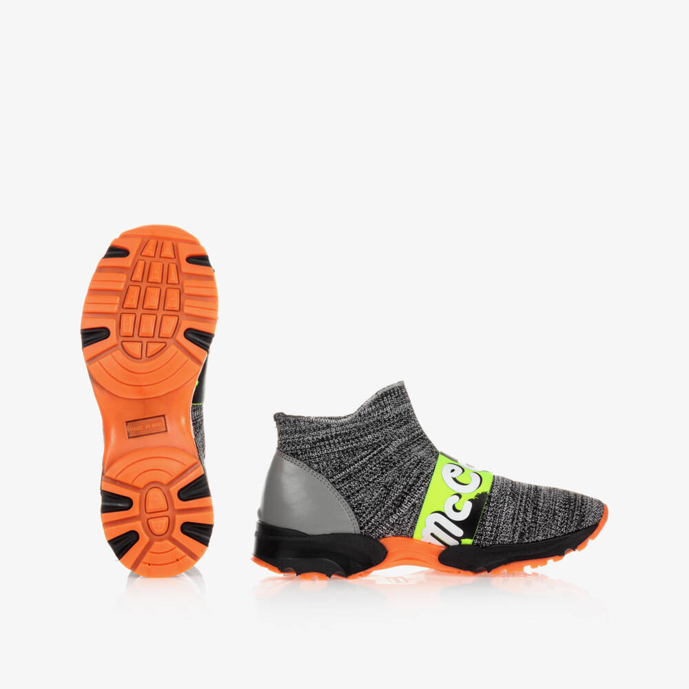 Stella McCartney Kids-Teen Grey Logo Sock Trainers | Childrensalon Outlet