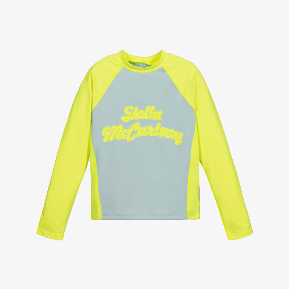 Stella McCartney Kids-توب رياضة لون أصفر ورمادي | Childrensalon Outlet