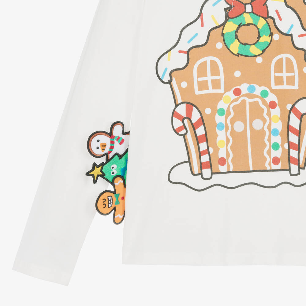 Stella McCartney Kids-Teen Ivory Cotton Gingerbread House Top | Childrensalon Outlet