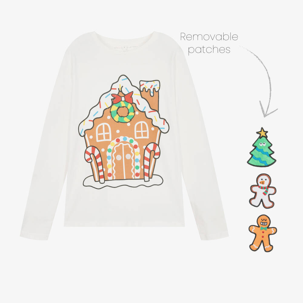 Stella McCartney Kids-Teen Ivory Cotton Gingerbread House Top | Childrensalon Outlet