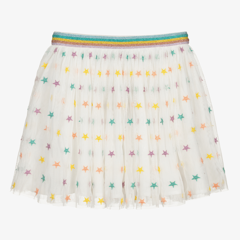 Stella McCartney Kids-Кремовая юбка из тюля со звездами | Childrensalon Outlet