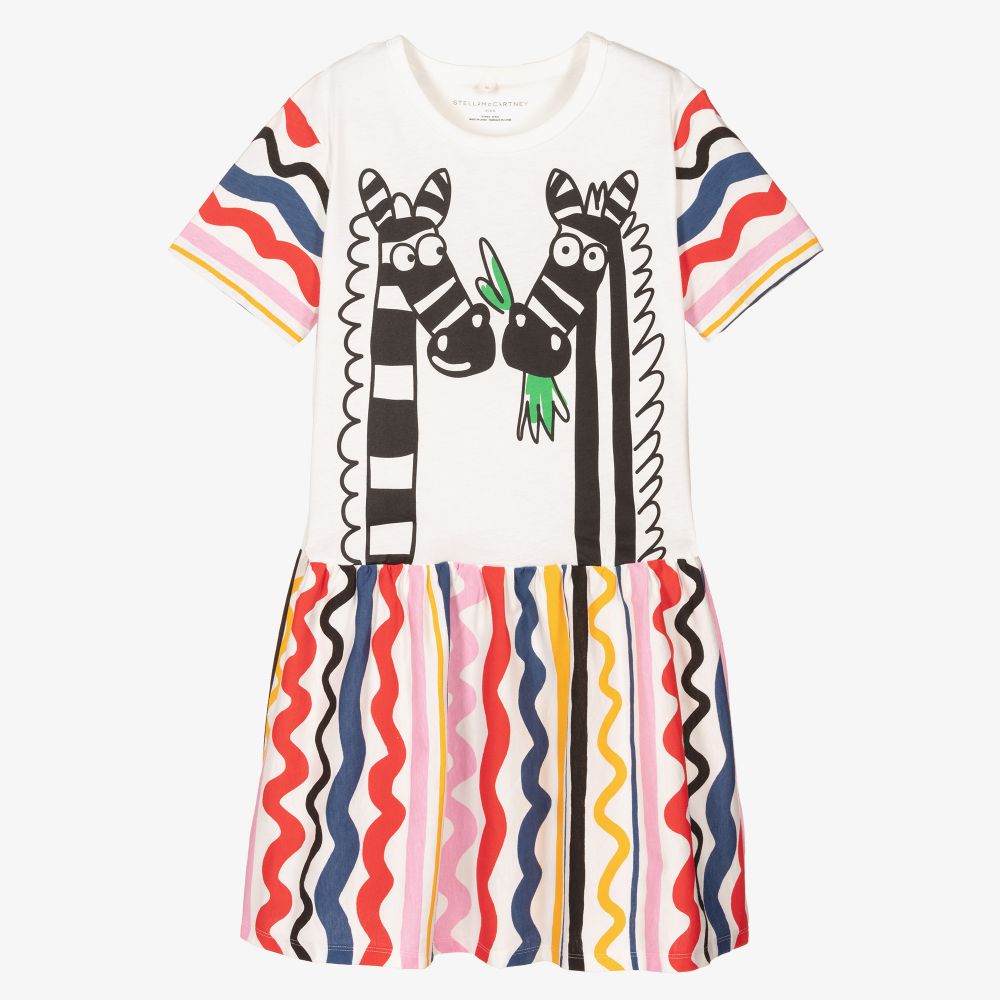 Stella McCartney Kids - Teen Ivory Zebra Cotton Dress | Childrensalon