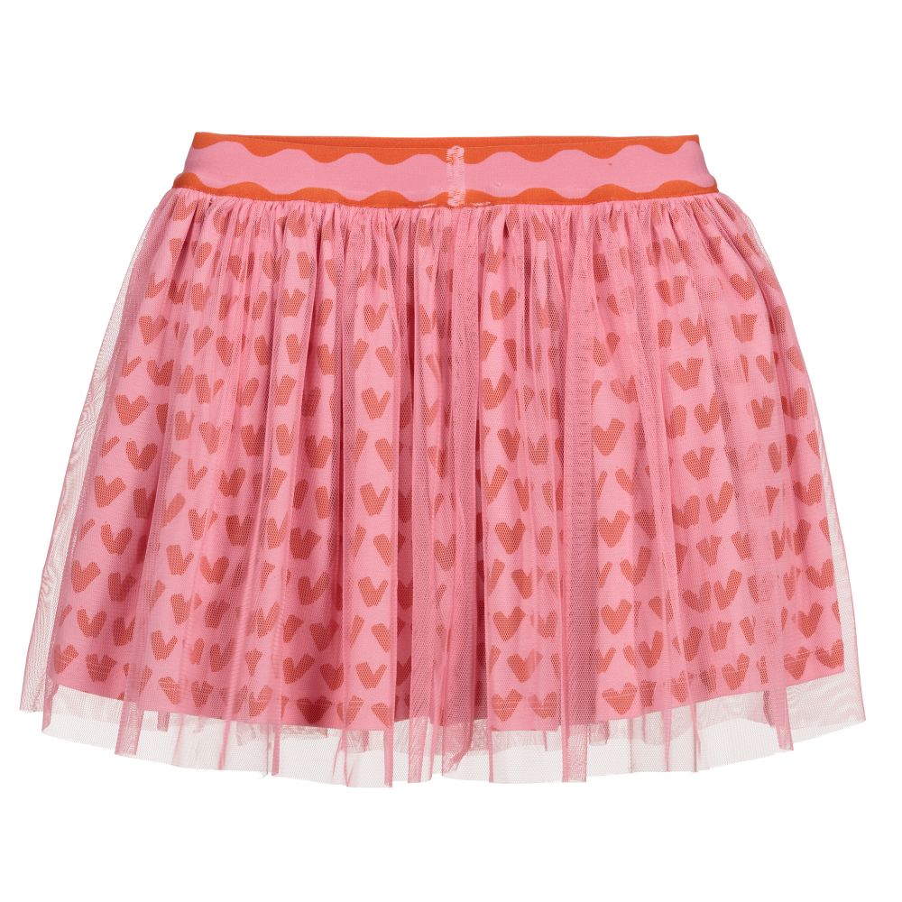 Stella McCartney Kids-Розовая юбка из тюля с сердечками для подростков | Childrensalon Outlet