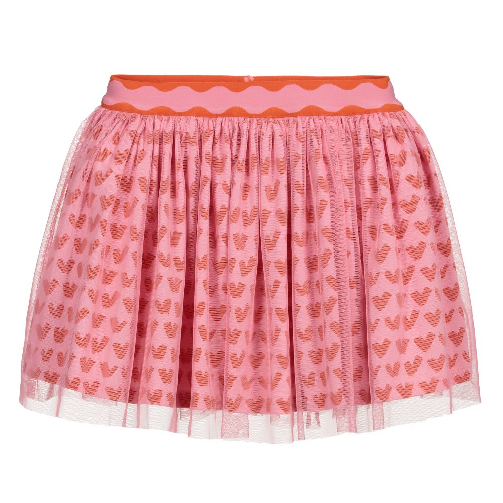 Stella McCartney Kids - Розовая юбка из тюля с сердечками для подростков | Childrensalon
