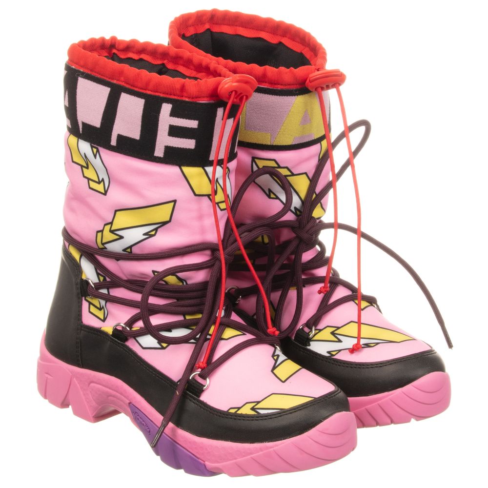 Stella McCartney Kids Ski Wear Capsule - Teen Pink Logo Snow Boots | Childrensalon