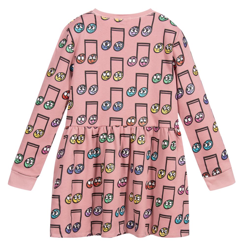 Stella McCartney Kids-فستان قطن سويتشيرت لون زهري بطبعة ملونة للمراهقات | Childrensalon Outlet