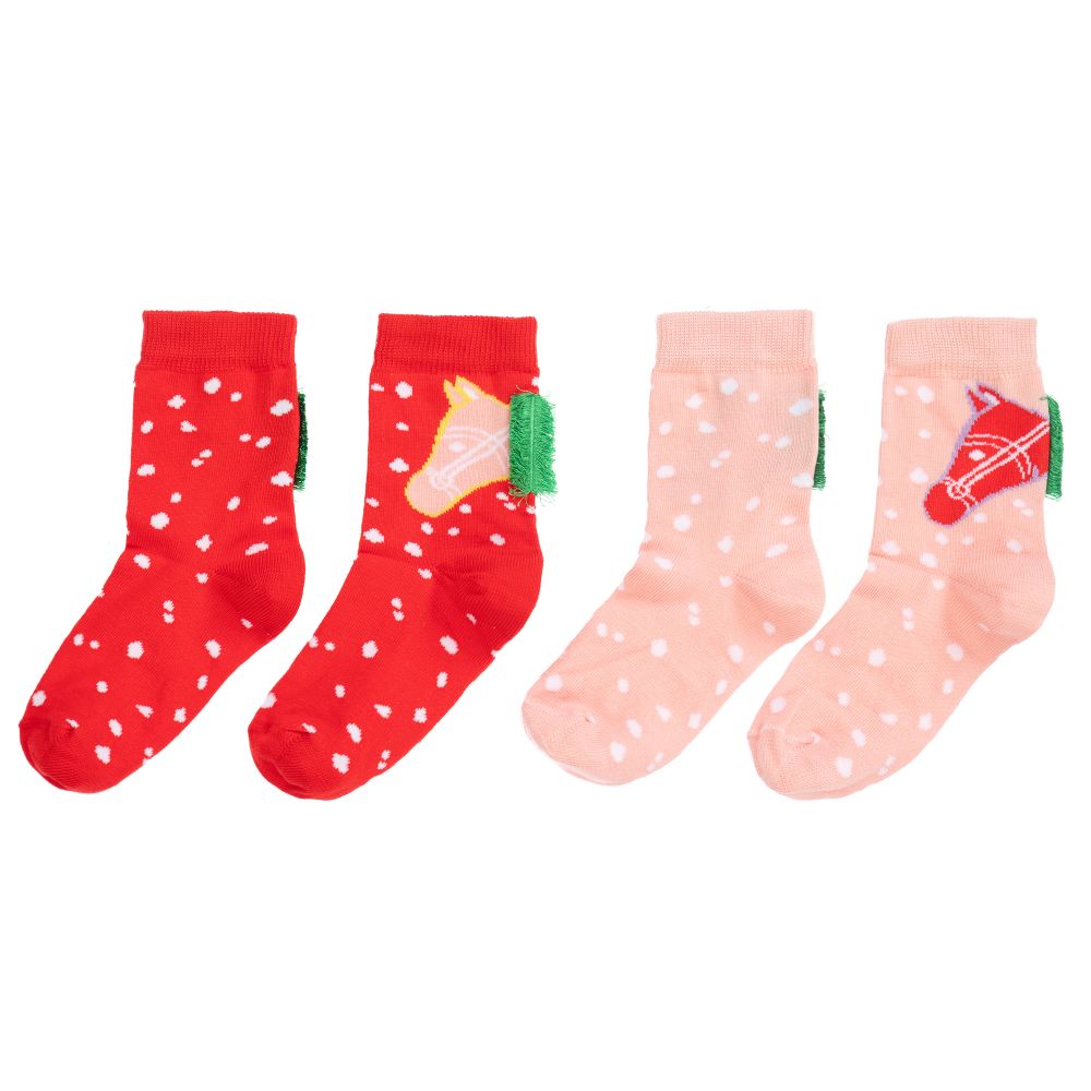 Stella McCartney Kids-Teen Pink & Red Socks (2 Pack) | Childrensalon Outlet