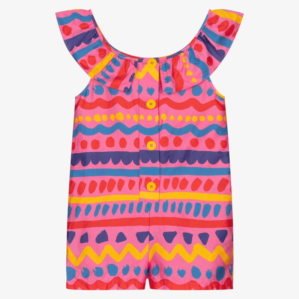 Stella McCartney Kids-بلاي سوت تينز بناتي قطن عضوي مقلم لون زهري | Childrensalon Outlet