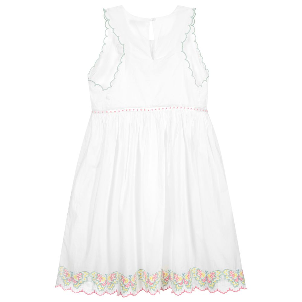 Stella McCartney Kids-Белое платье с бабочками для подростков | Childrensalon Outlet