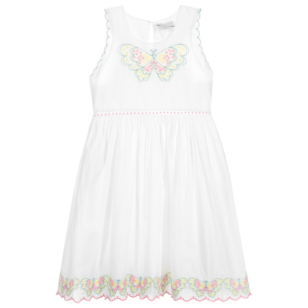 Stella McCartney Kids-Белое платье с бабочками для подростков | Childrensalon Outlet