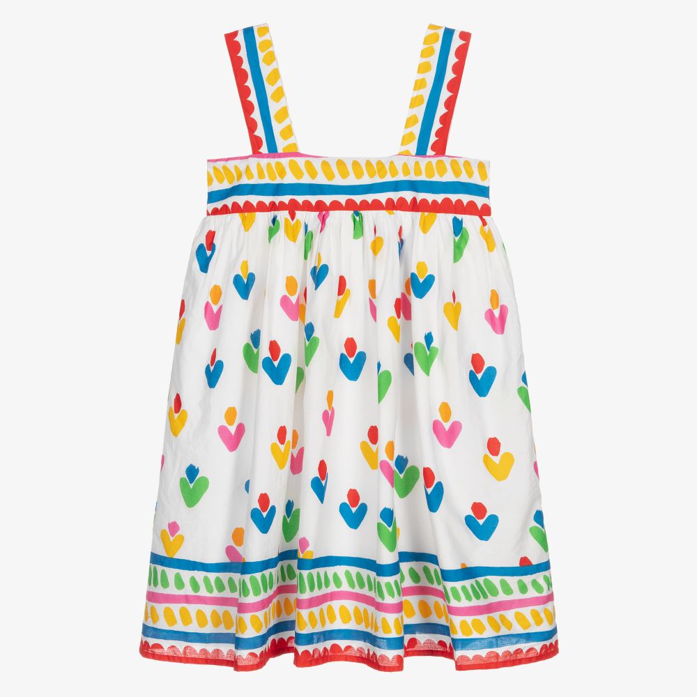 Stella McCartney Kids - فستان تينز بناتي قطن عضوي لون أبيض | Childrensalon