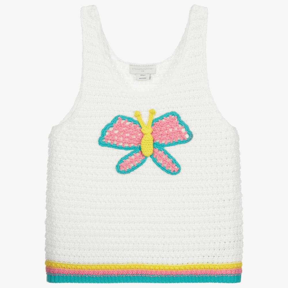Stella McCartney Kids-Teen White Crochet Top | Childrensalon Outlet
