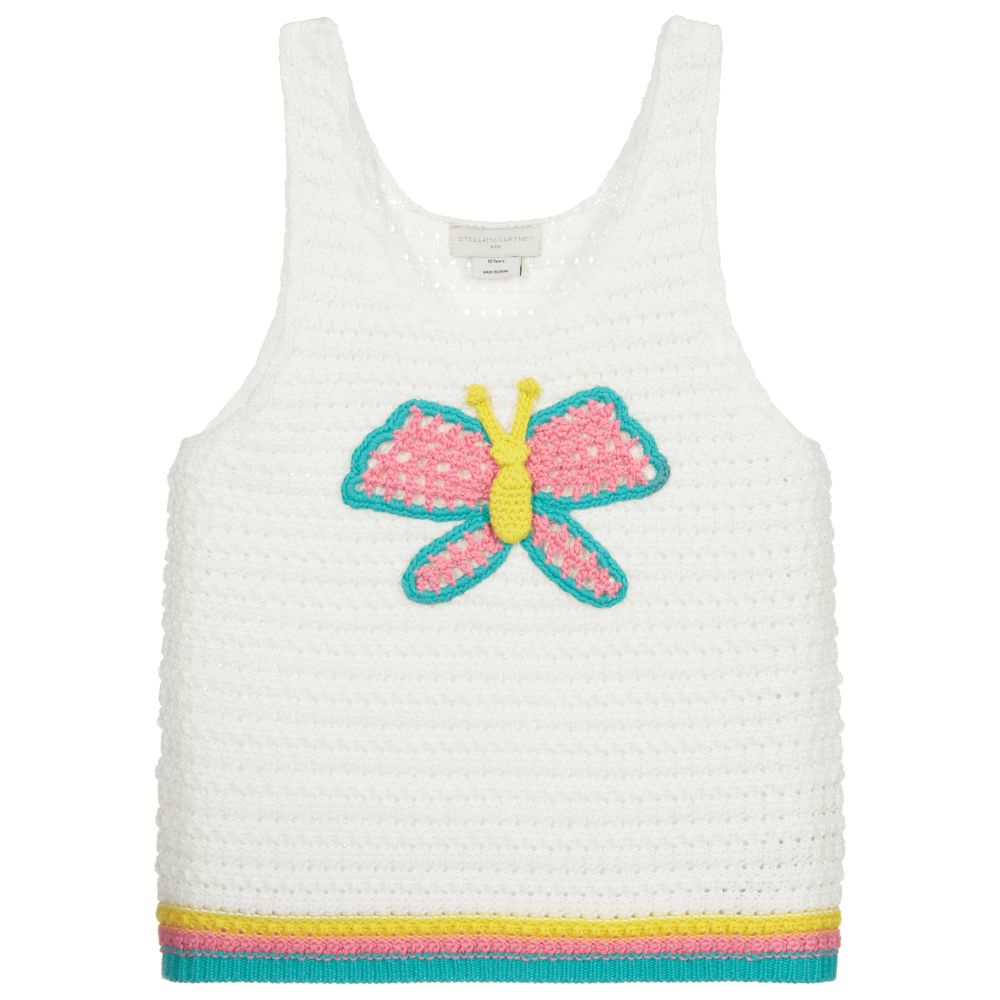 Stella McCartney Kids-Белый вязаный крючком топ для подростков | Childrensalon Outlet