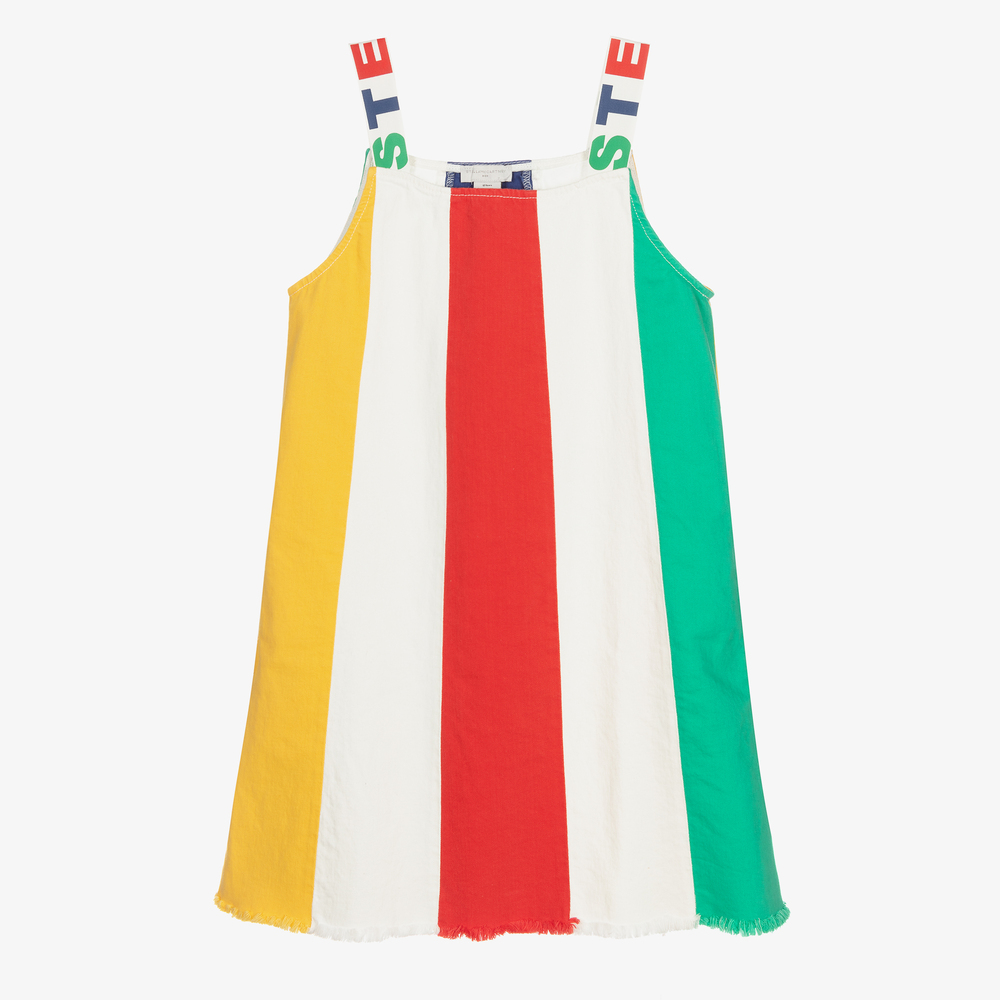 Stella McCartney Kids - فستان تينز بناتي قطن عضوي دنيم لون أبيض | Childrensalon