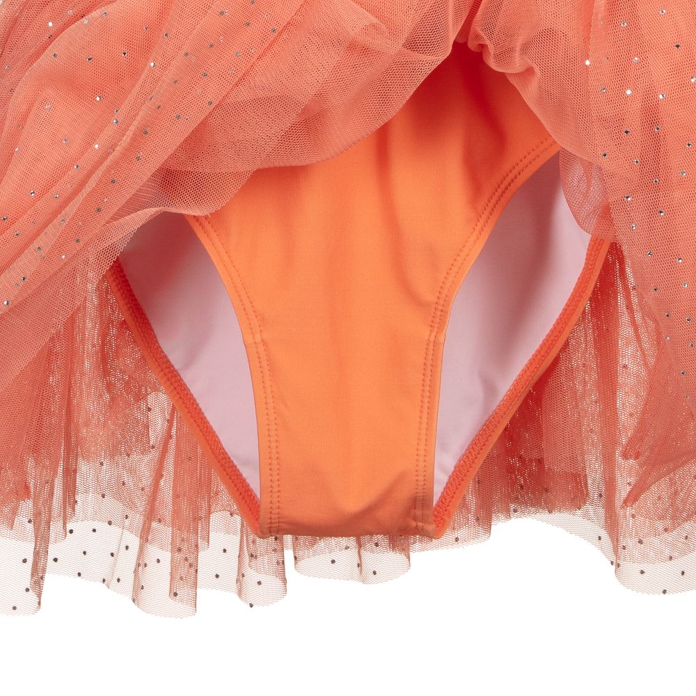 Stella McCartney Kids-فستان جيرسي وتول لون أبيض وزهري | Childrensalon Outlet