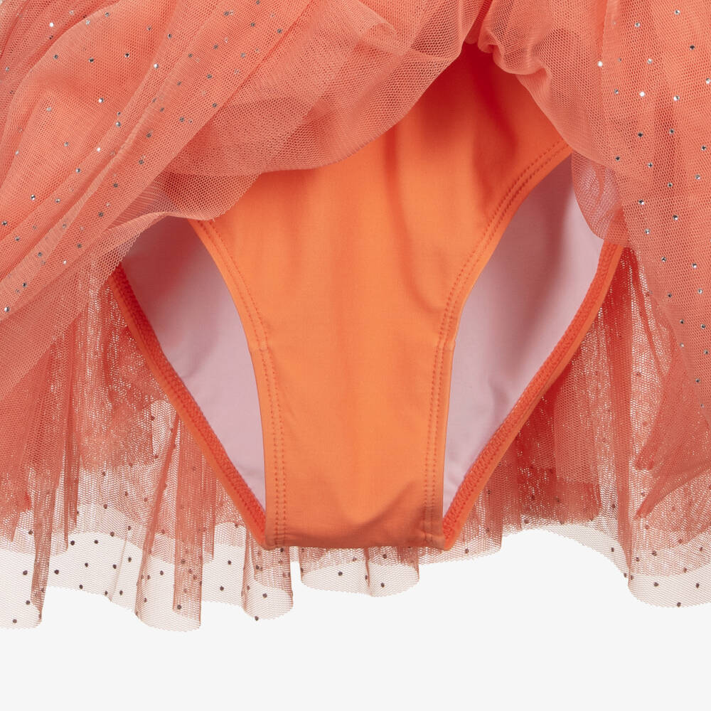 Stella McCartney Kids-فستان جيرسي وتول لون أبيض وزهري | Childrensalon Outlet