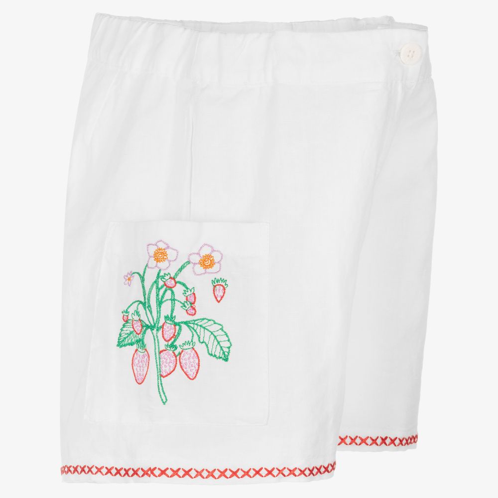Stella McCartney Kids-Белые шорты с цветами и фруктами для подростков | Childrensalon Outlet