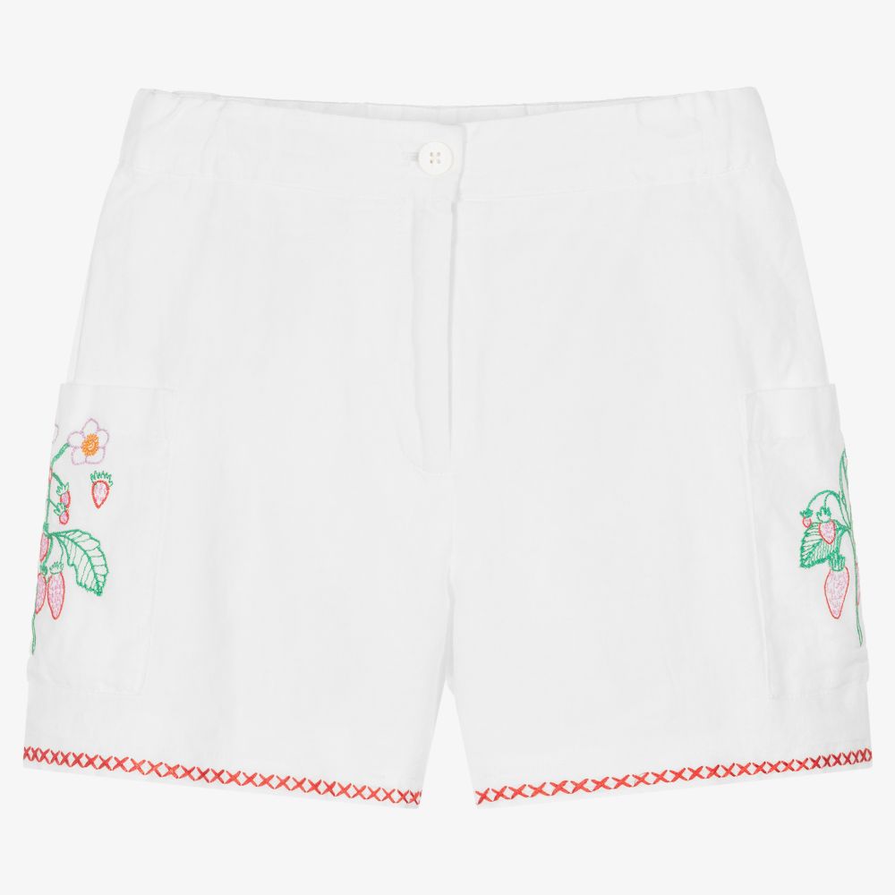 Stella McCartney Kids-Teen White Floral Fruit Shorts | Childrensalon Outlet