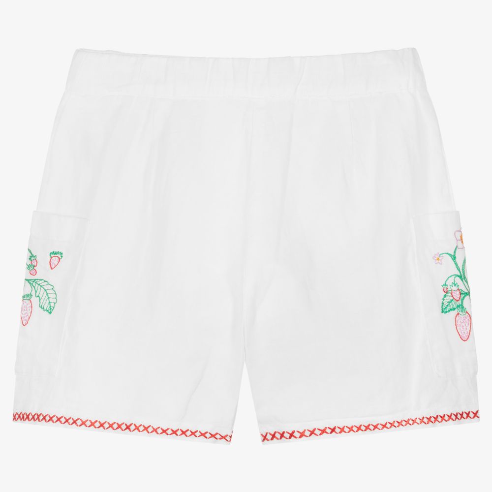 Stella McCartney Kids-Белые шорты с цветами и фруктами для подростков | Childrensalon Outlet