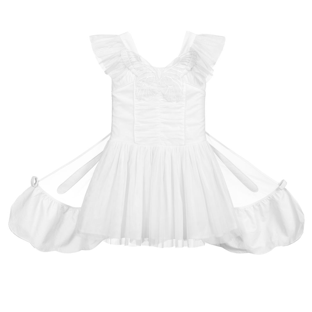 Stella McCartney Kids - Weißes Teen Kleid mit Tüllflügeln | Childrensalon